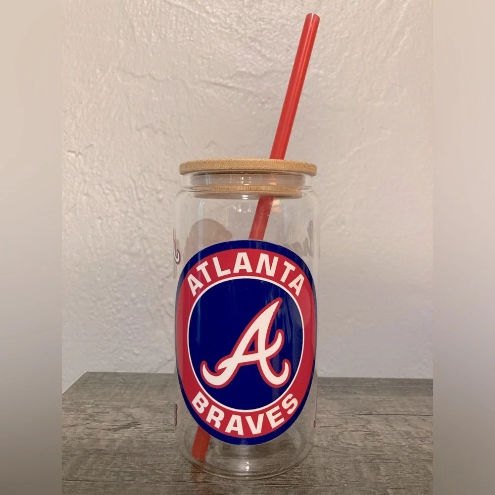 Atlanta Braves Logo Handcrafted Glass Tumbler